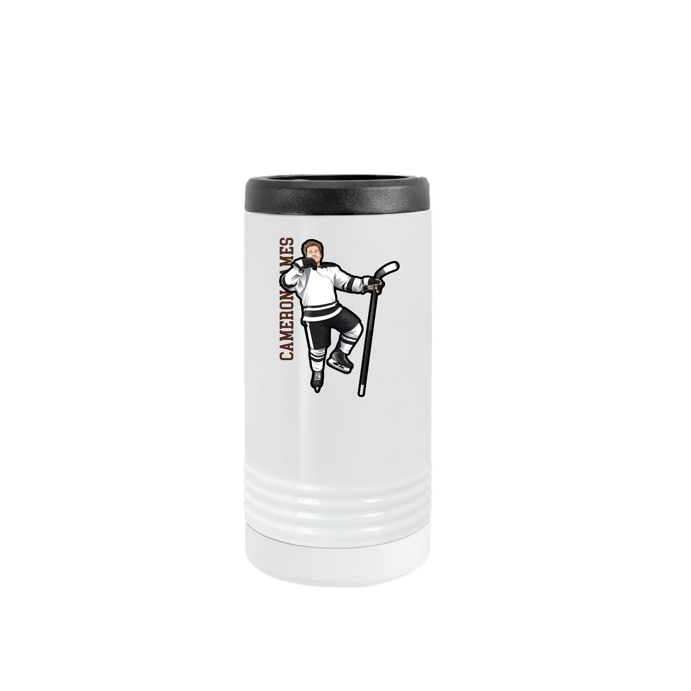 Slim Beverage Holder — Name Vertical in White