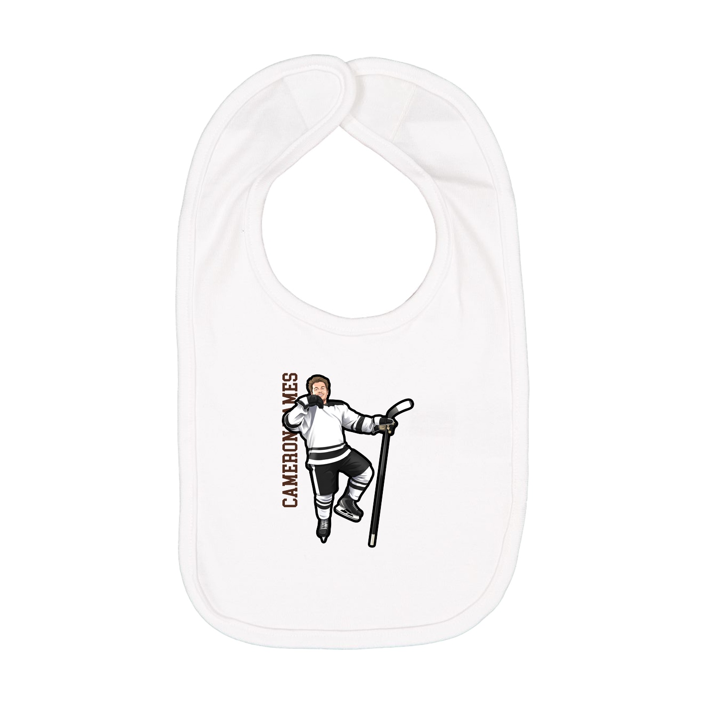 Infant Bib — Name Vertical in White