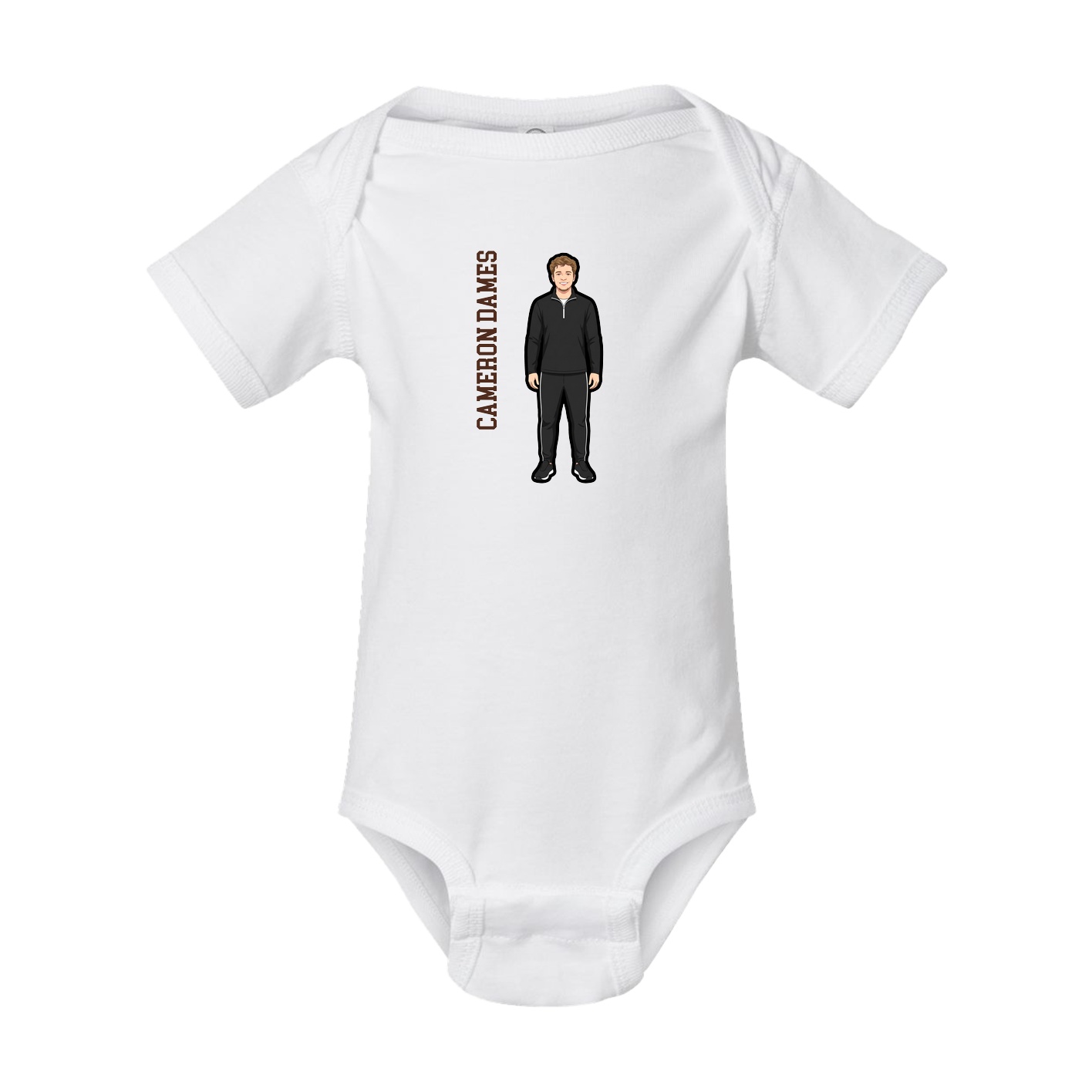 Baby Onesie — Name Vertical in White