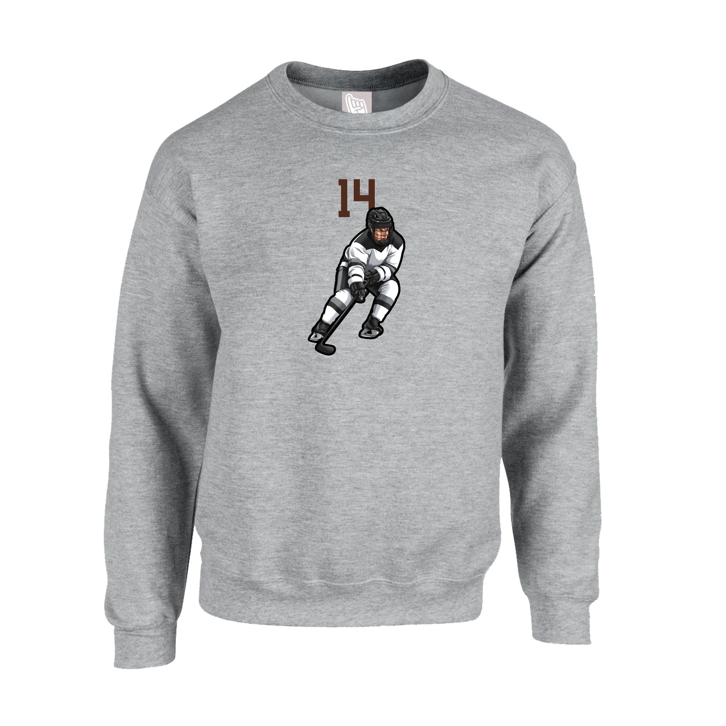 Fleece Crew — Number Top in Grey