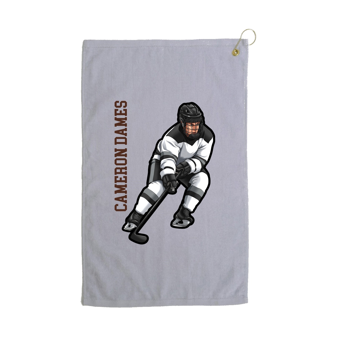 Golf Towel — Name Vertical in Grey