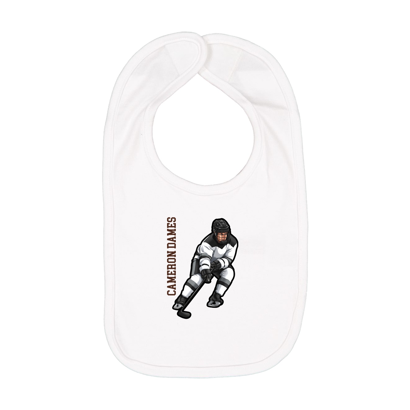 Infant Bib — Name Vertical in White