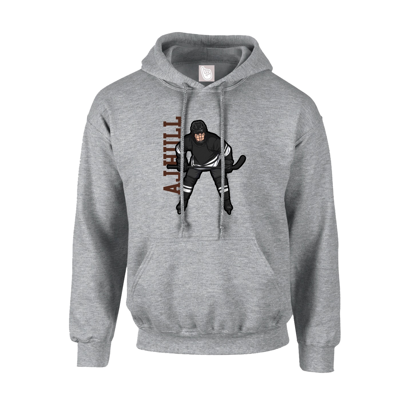 Youth Hoodie — Name Vertical in Grey