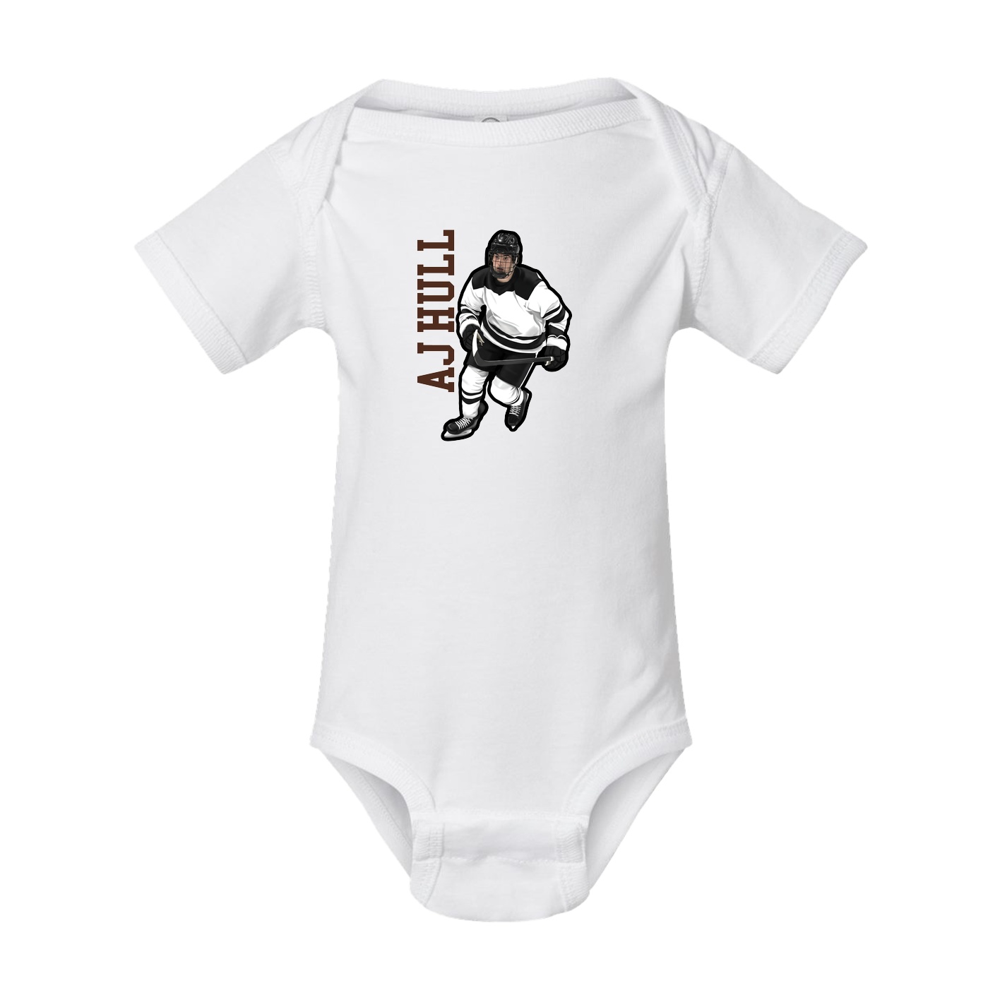 Baby Onesie — Name Vertical in White