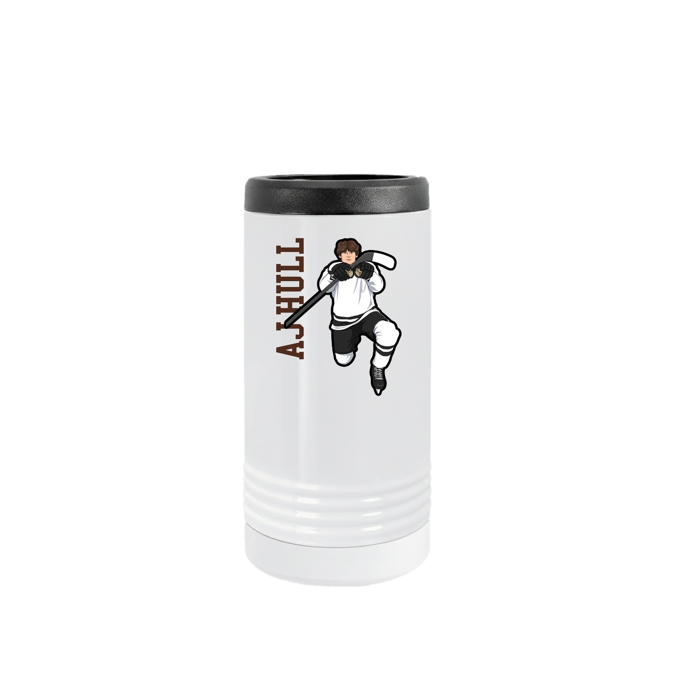 Slim Beverage Holder — Name Vertical in White