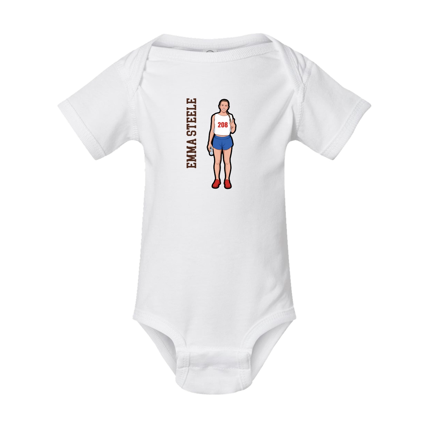 Baby Onesie — Name Vertical in White