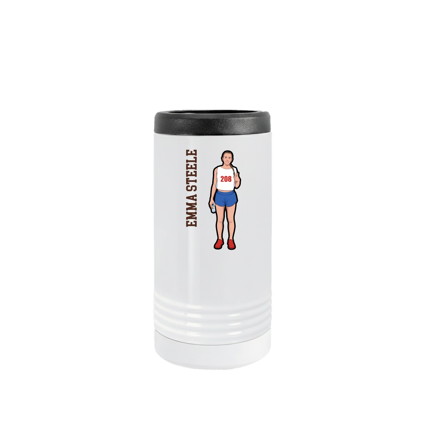 Slim Beverage Holder — Name Vertical in White