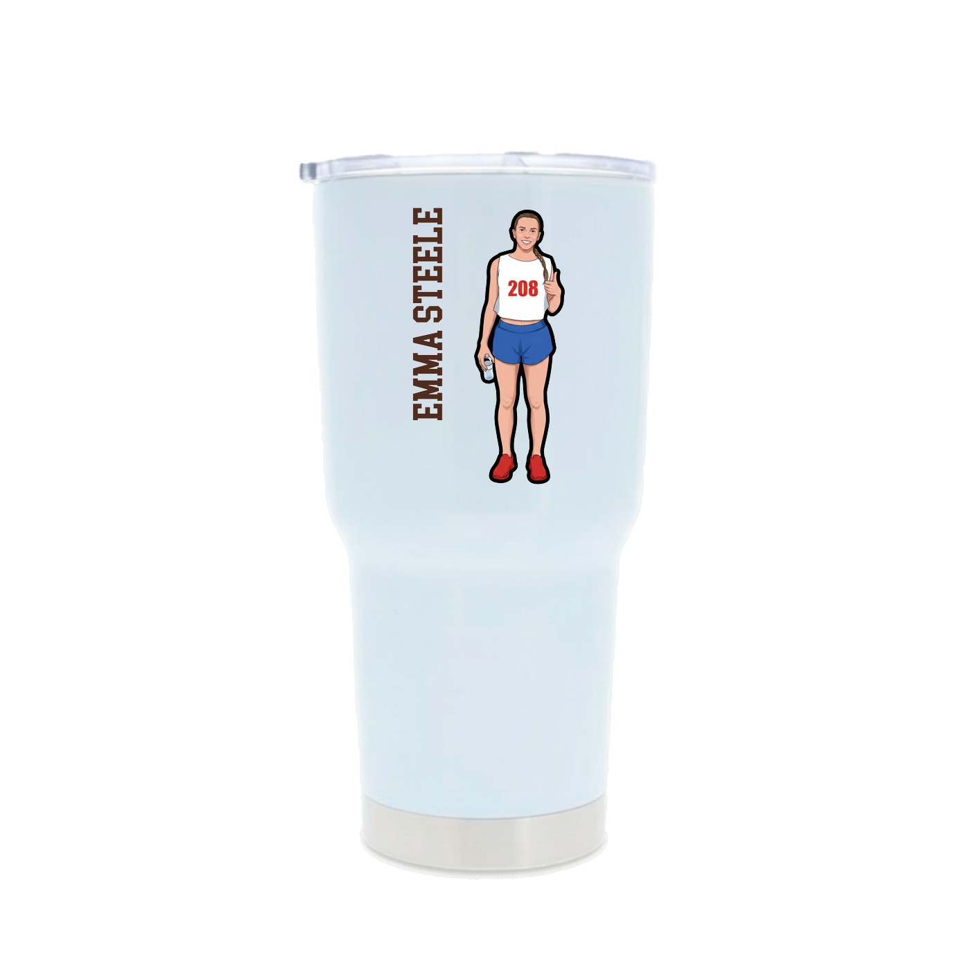 30oz Stainless Steel Tumbler — Name Vertical in White