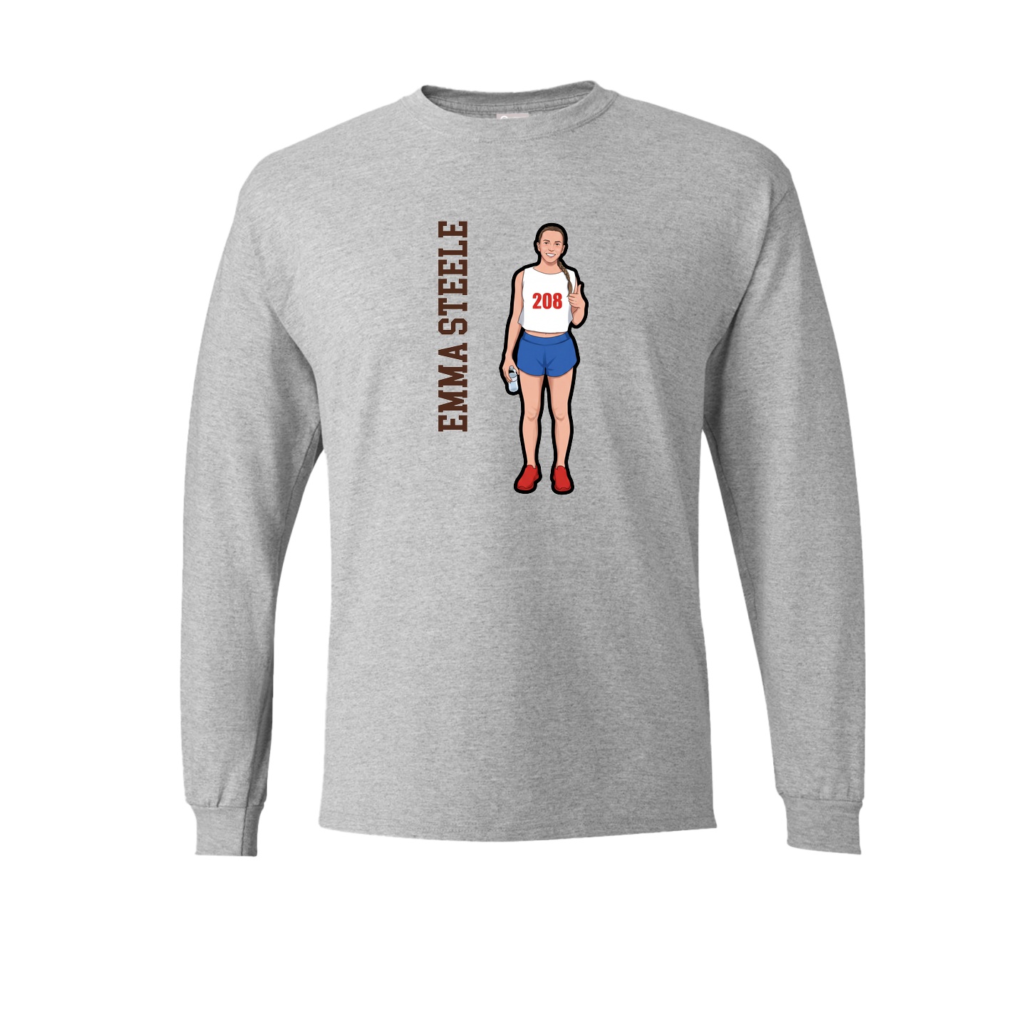 Long Sleeve Tee — Name Vertical in Grey