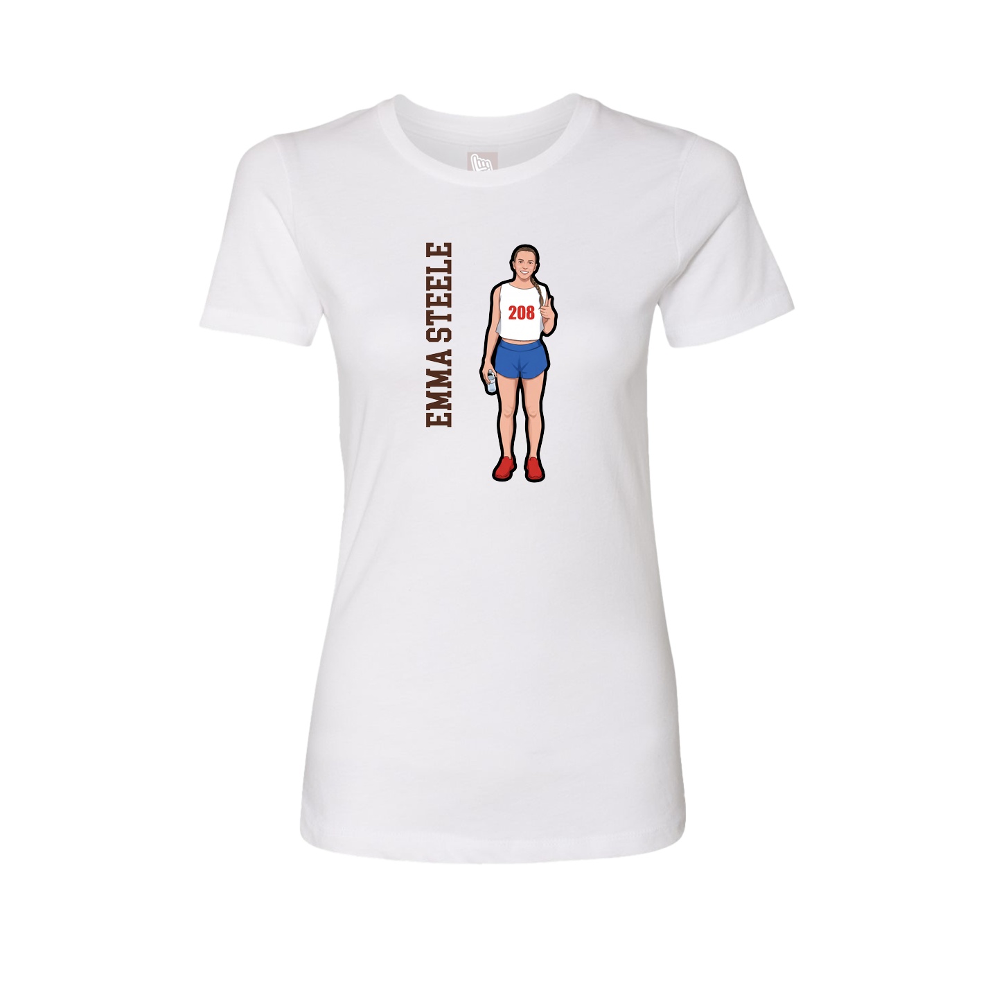 Fitted Women's Tee — Name Vertical in White