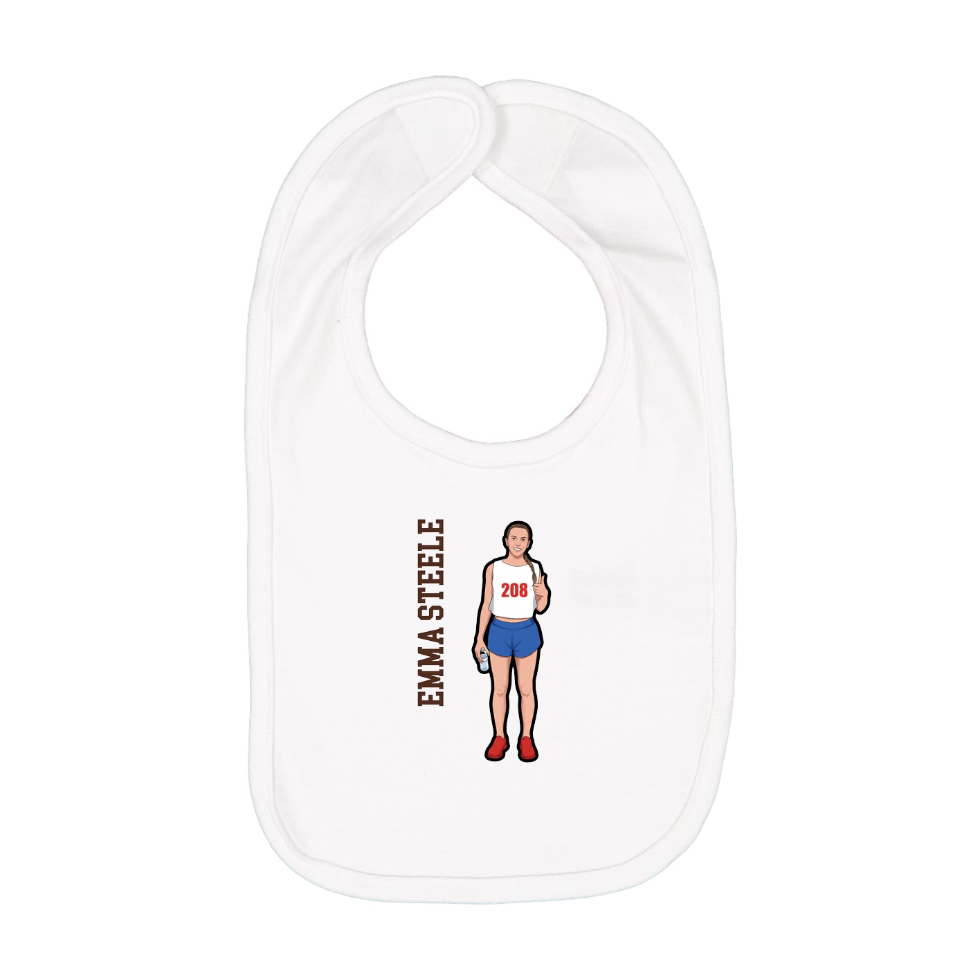 Infant Bib — Name Vertical in White