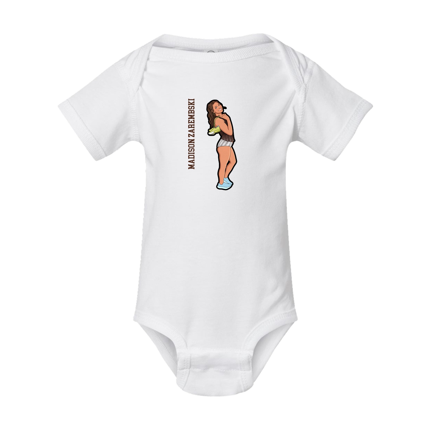 Baby Onesie — Name Vertical in White