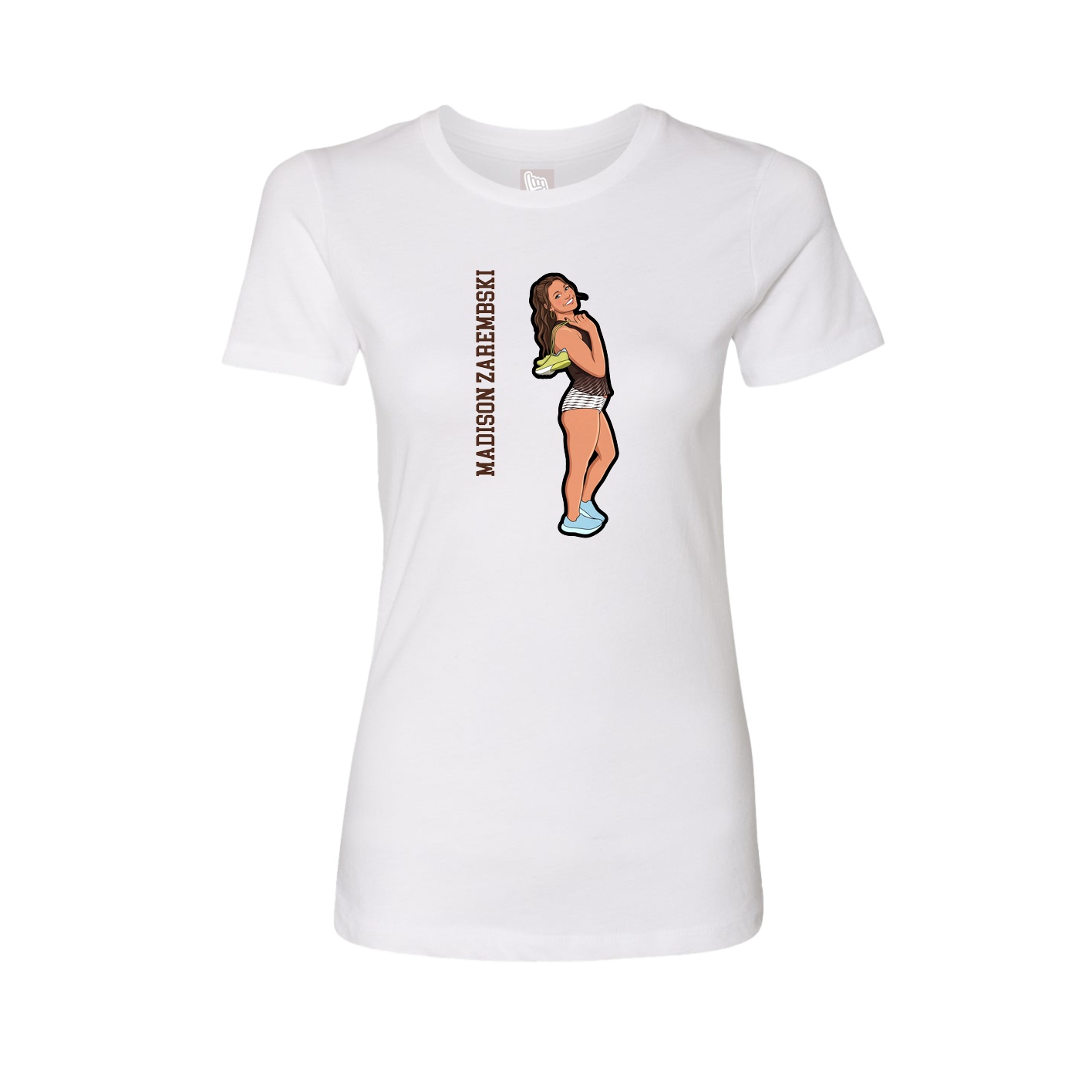 Fitted Women's Tee — Name Vertical in White