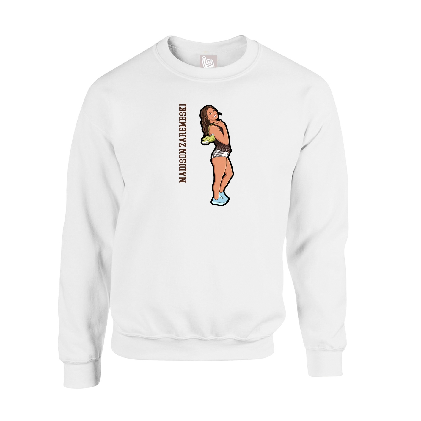 Fleece Crew — Name Vertical in White