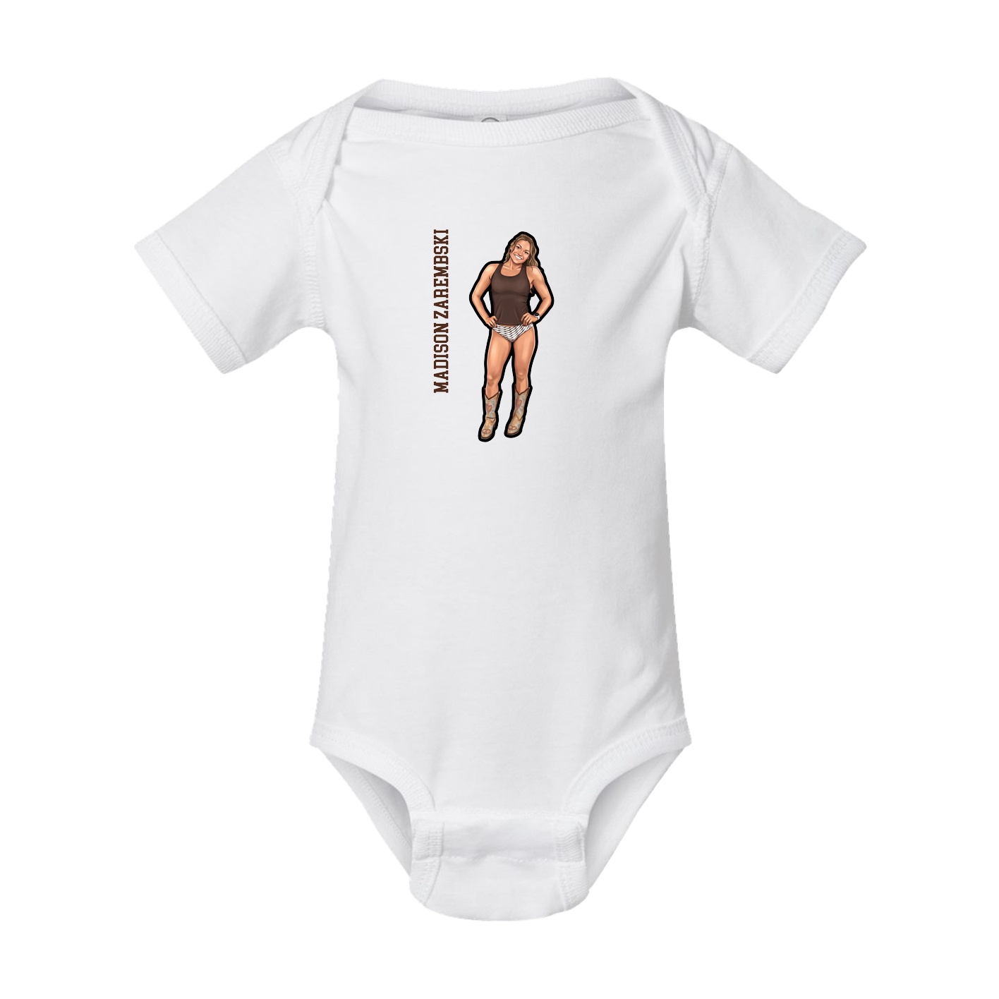 Baby Onesie — Name Vertical in White