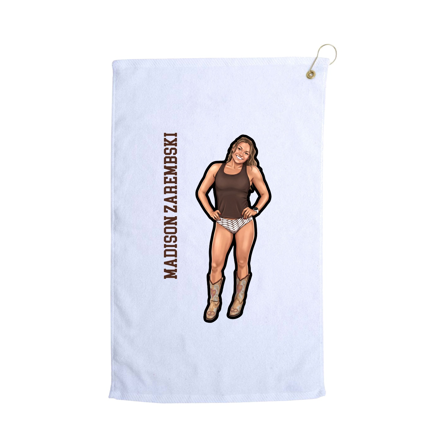 Golf Towel — Name Vertical in White