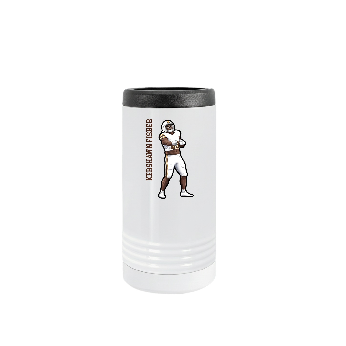 Slim Beverage Holder — Name Vertical in White