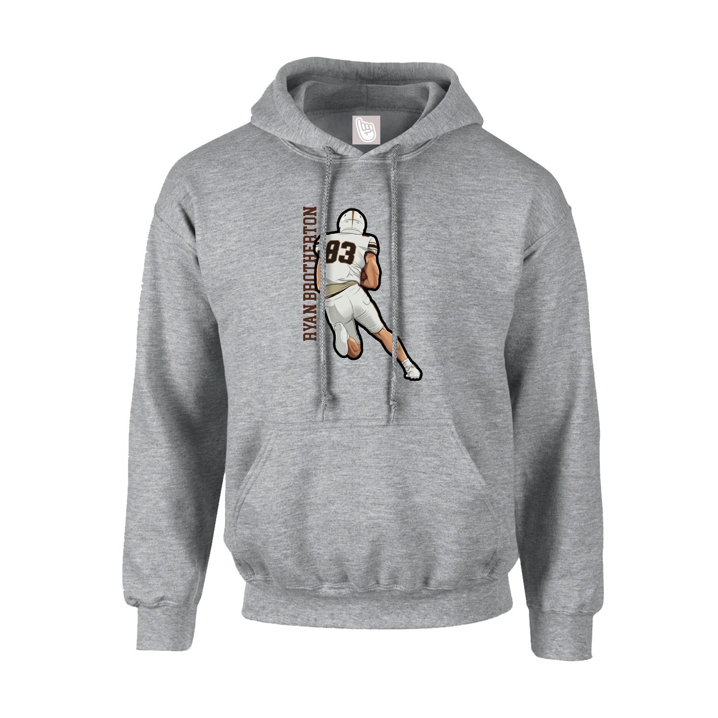 Youth Hoodie — Name Vertical in Grey
