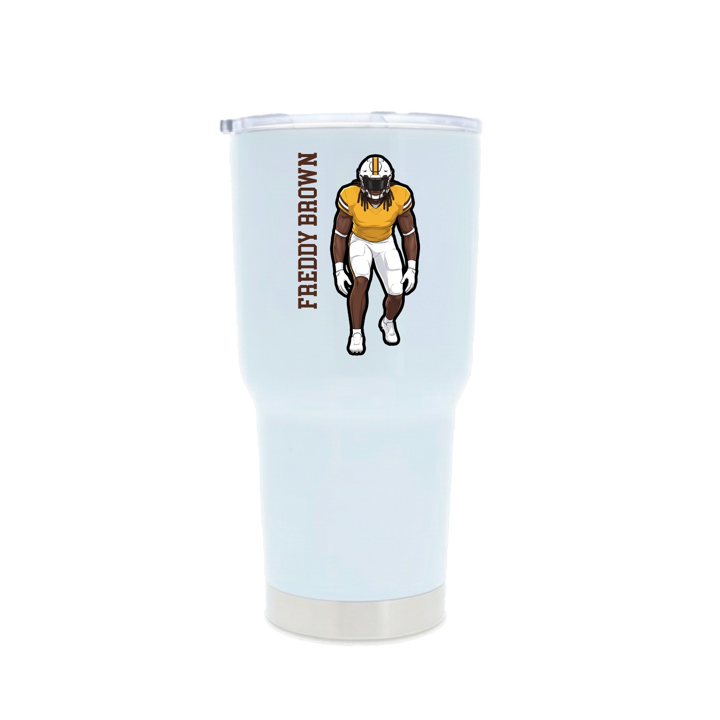 30oz Stainless Steel Tumbler — Name Vertical in White