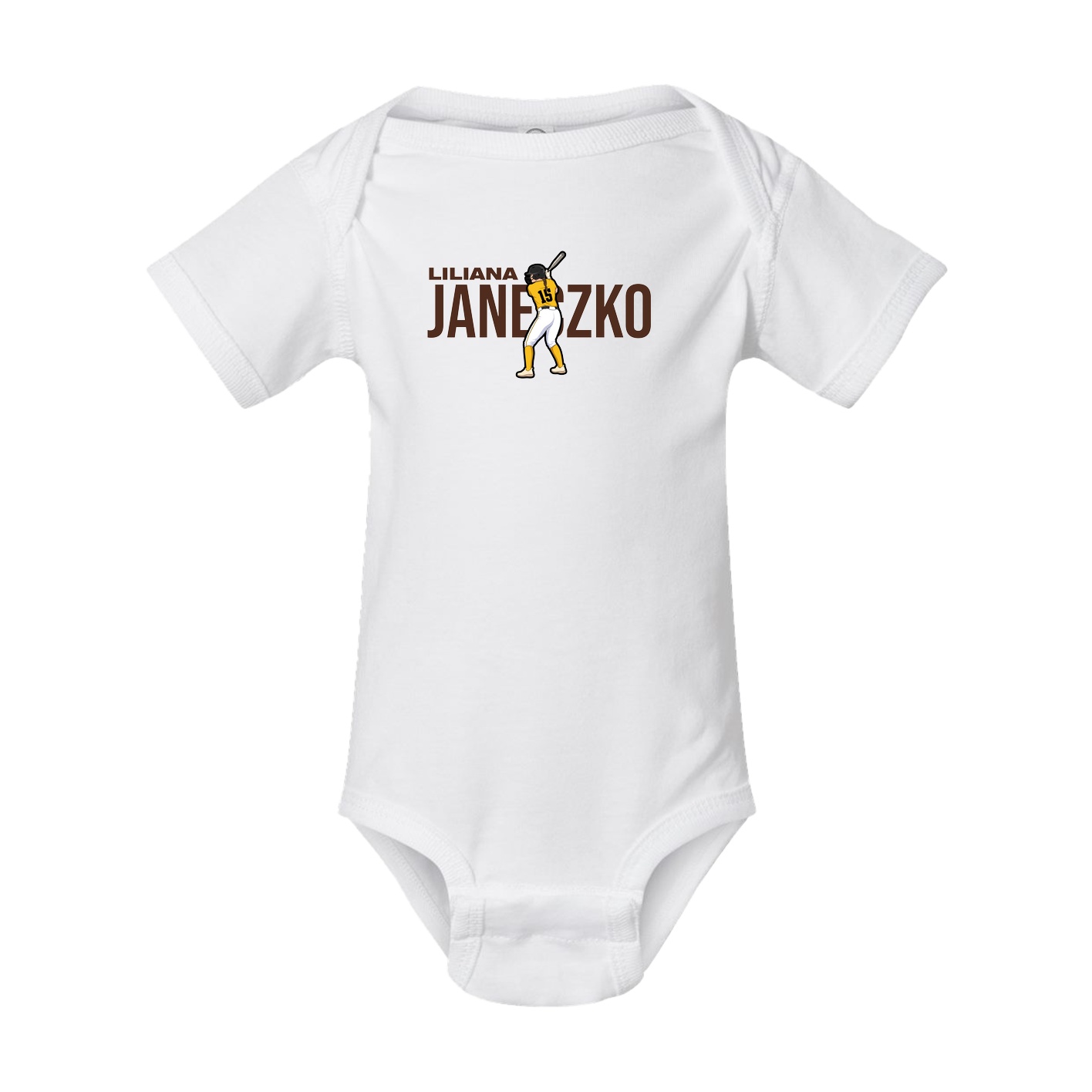 Baby Onesie — Player Name in White