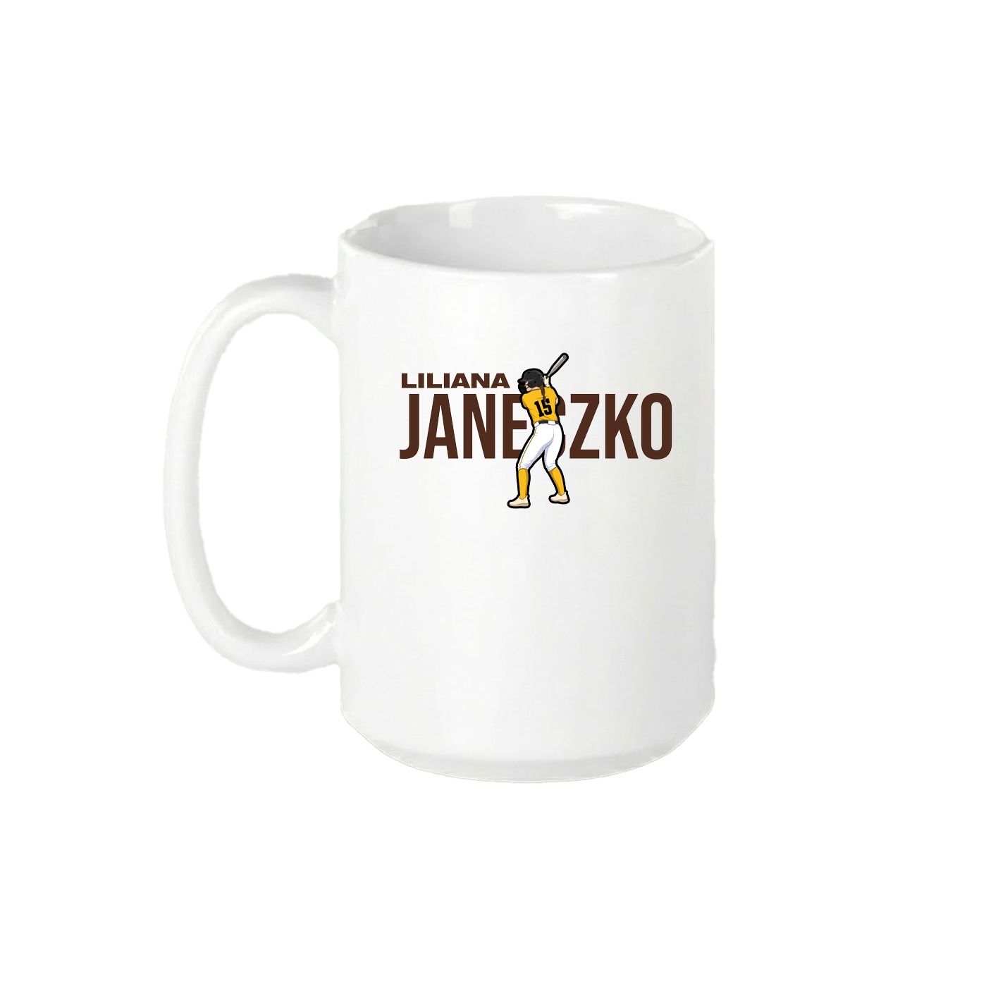 15oz Coffee Mug — Player Name in White