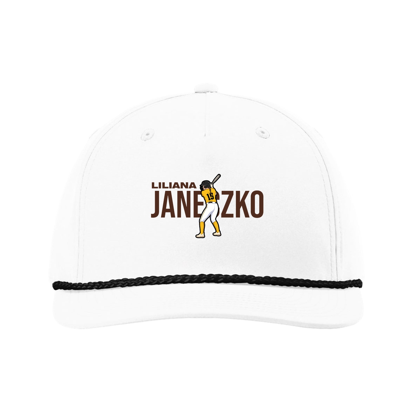 Five-Panel Classic Rope Cap — Player Name in White