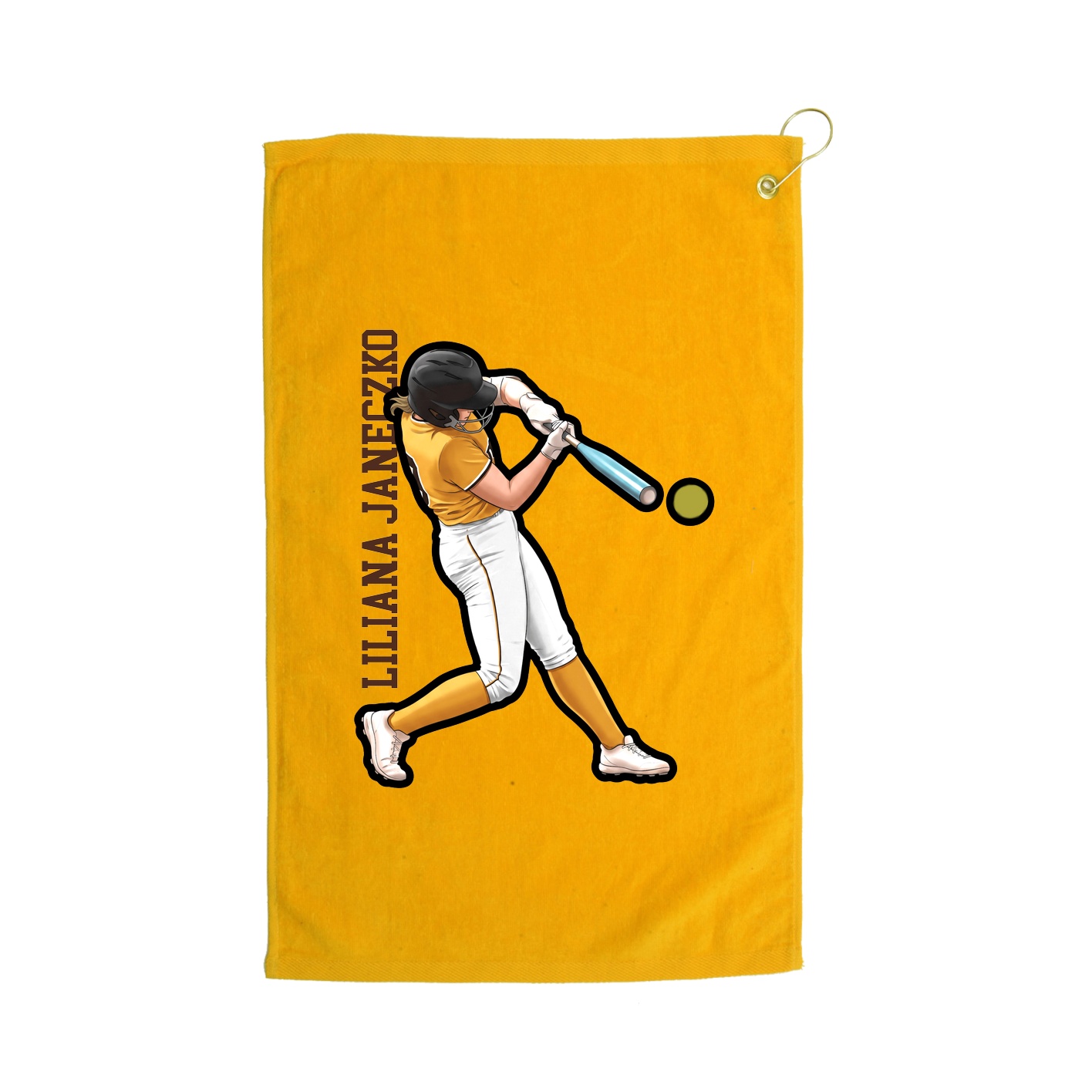Golf Towel — Name Vertical in Gold