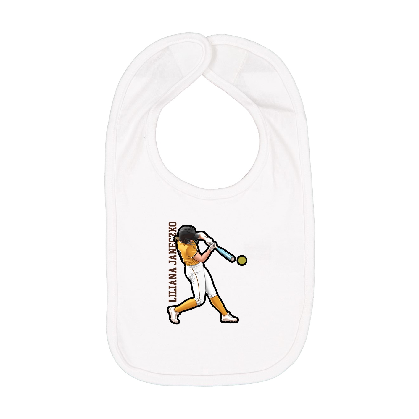 Infant Bib — Name Vertical in White