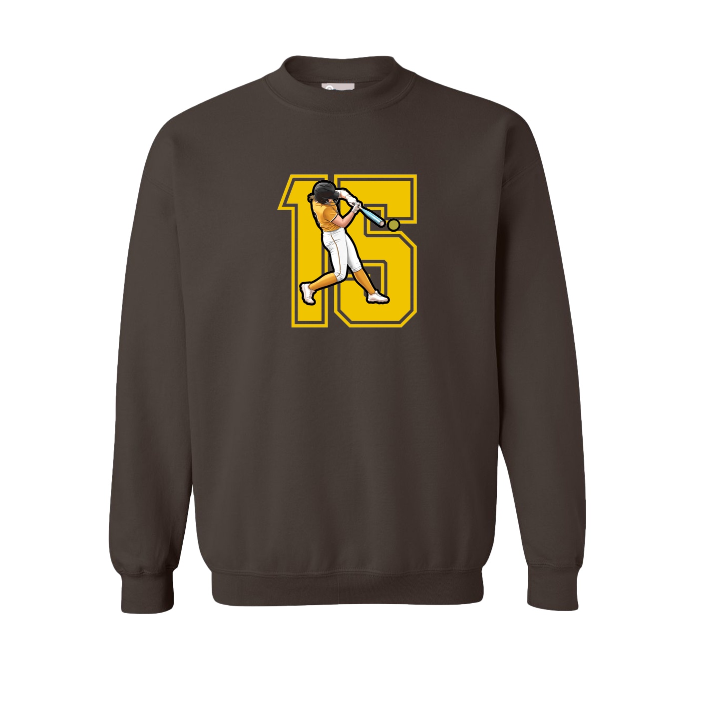 Fleece Crew — Number in Brown