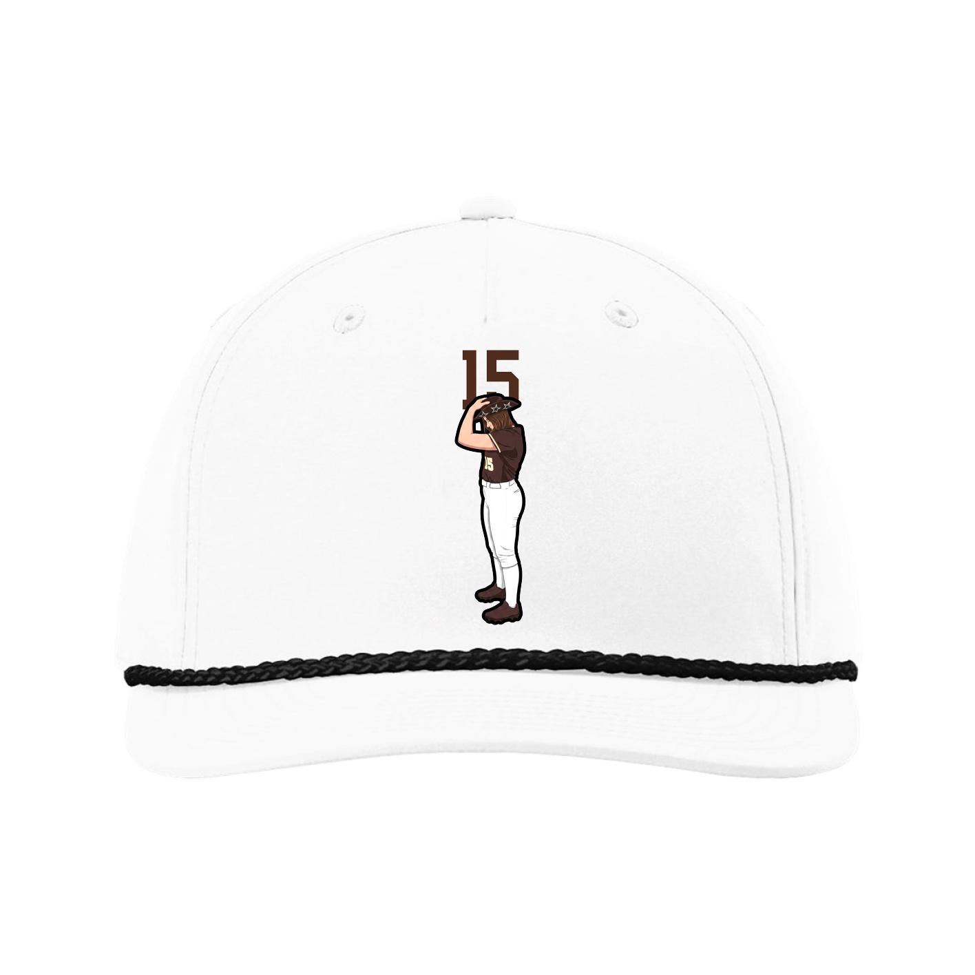 Five-Panel Classic Rope Cap — Number Top in White