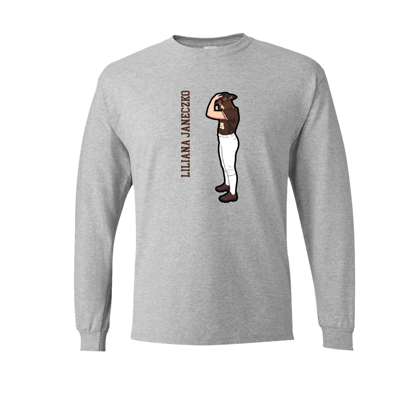 Long Sleeve Tee — Name Vertical in Grey