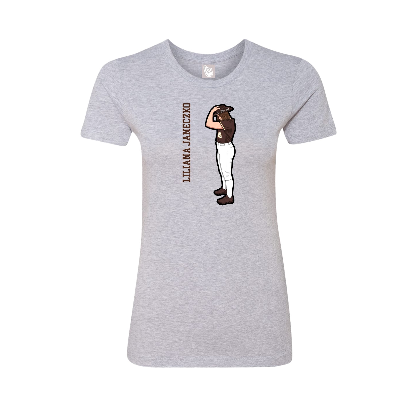 Womens Tee — Name Vertical in Grey