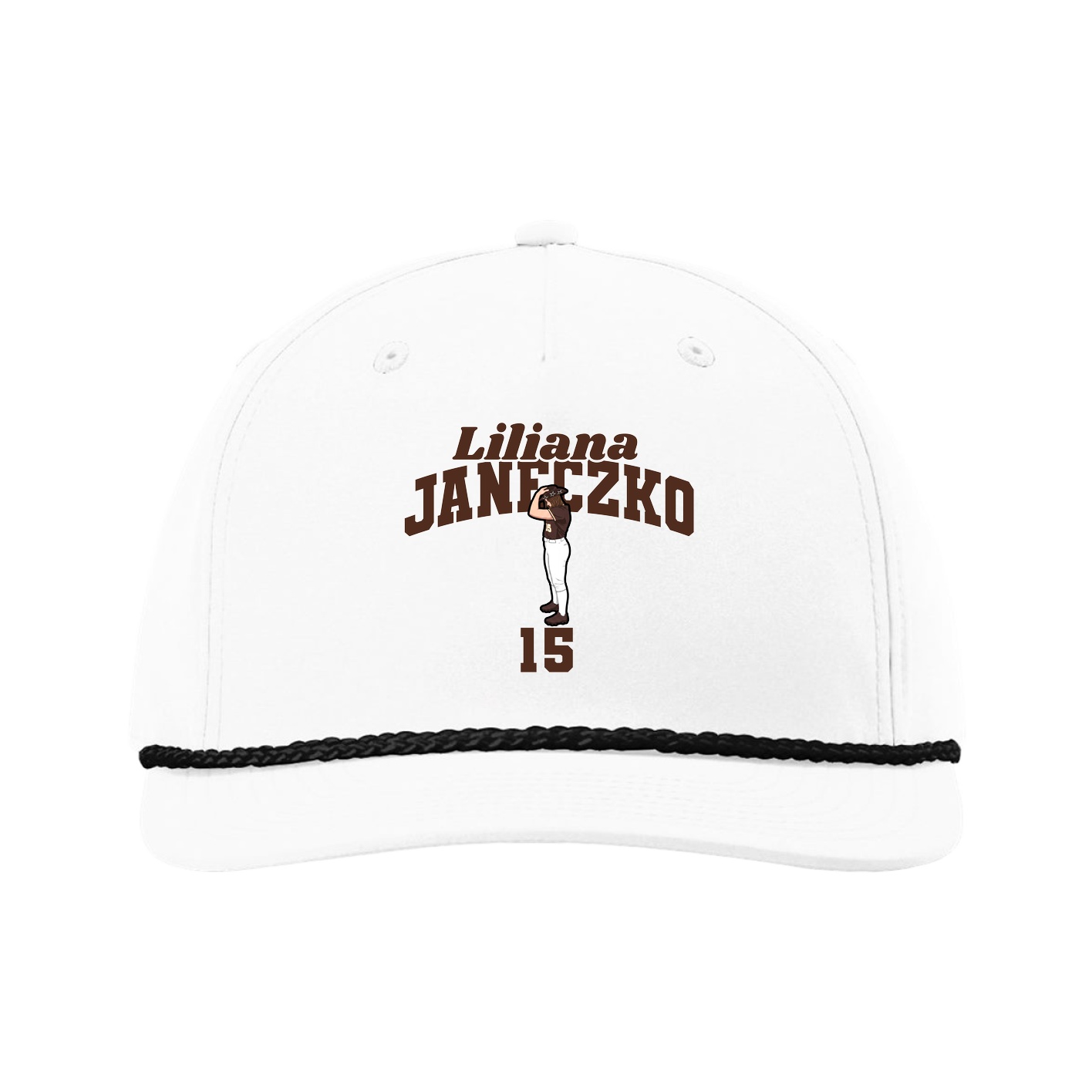 Five-Panel Classic Rope Cap — Signature Arch in White
