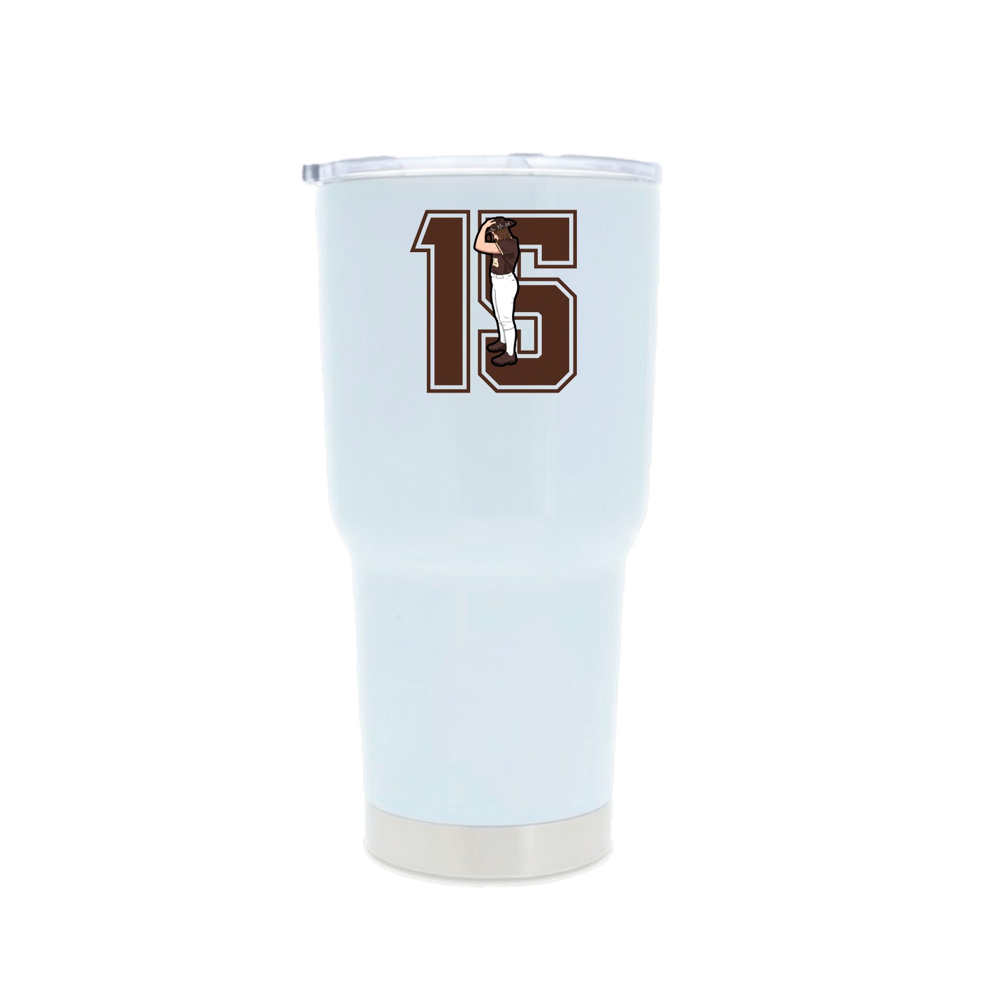30oz Stainless Steel Tumbler — Number in White