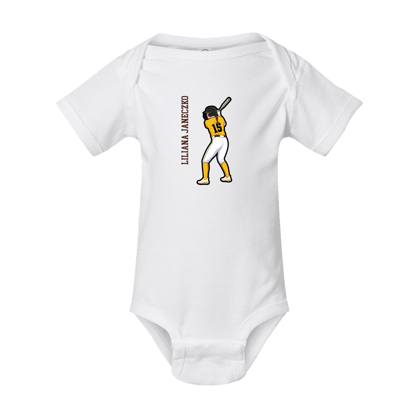 Baby Onesie — Name Vertical in White