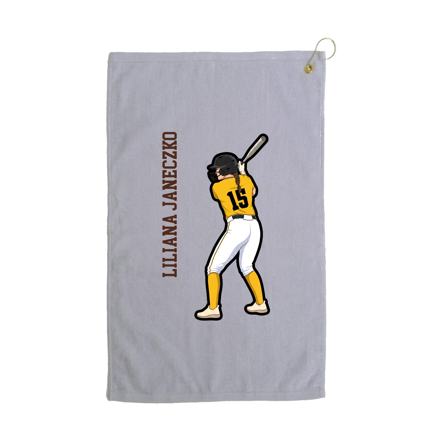 Golf Towel — Name Vertical in Grey