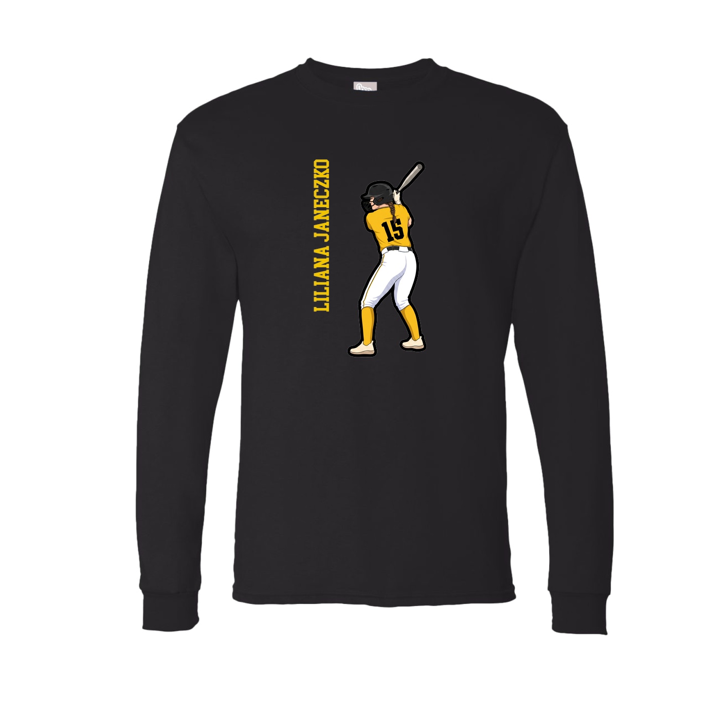 Long Sleeve Tee — Name Vertical in Black
