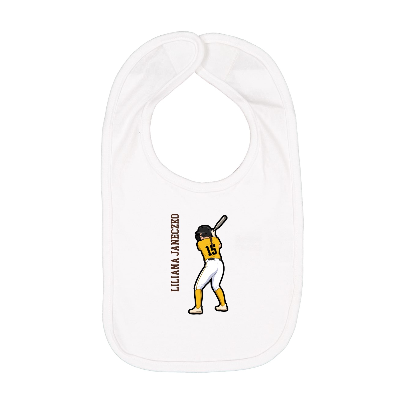 Infant Bib — Name Vertical in White
