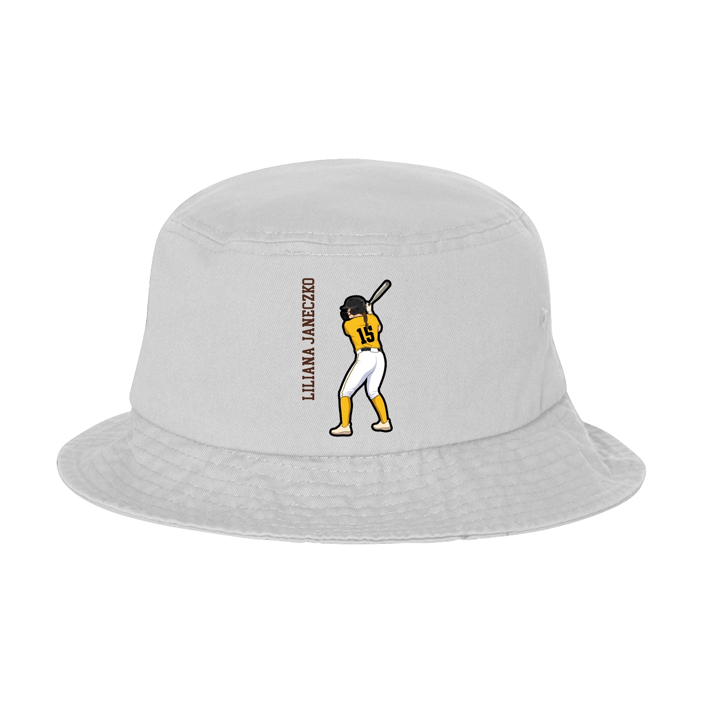 Bucket Cap — Name Vertical in White
