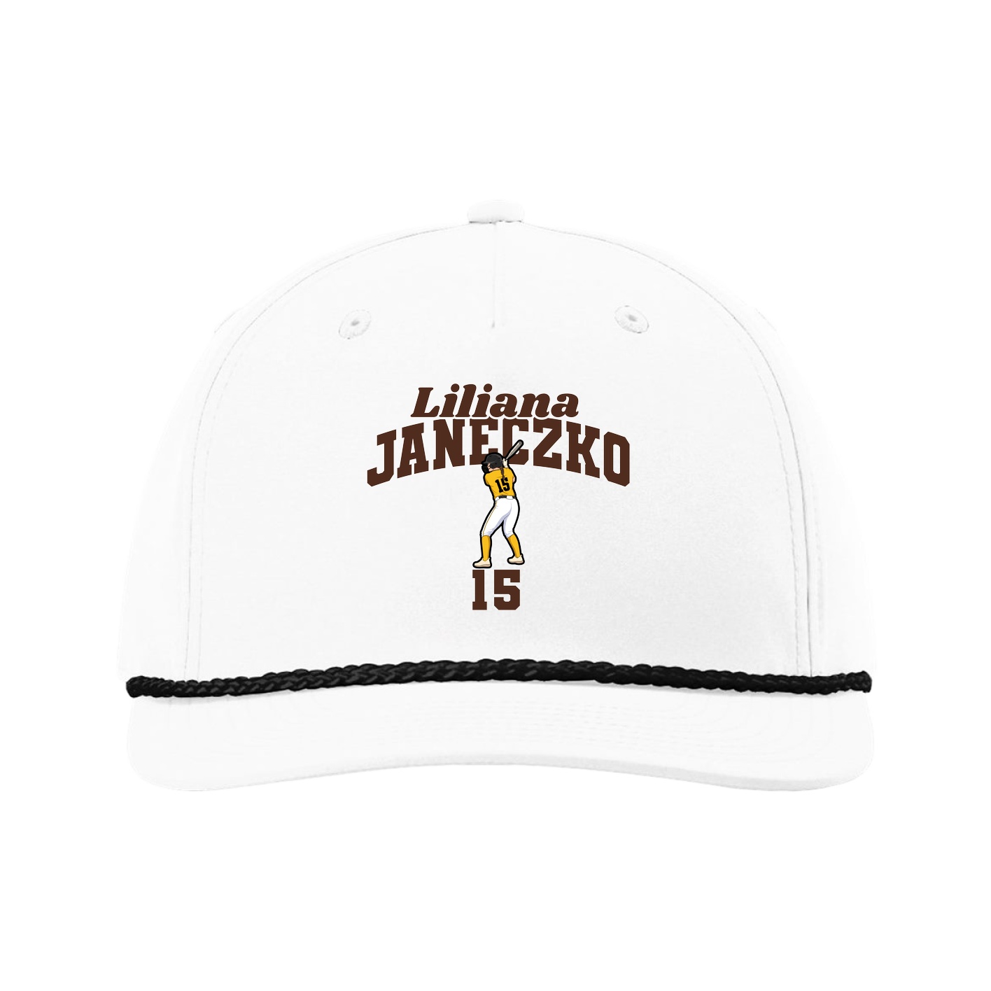Five-Panel Classic Rope Cap — Signature Arch in White