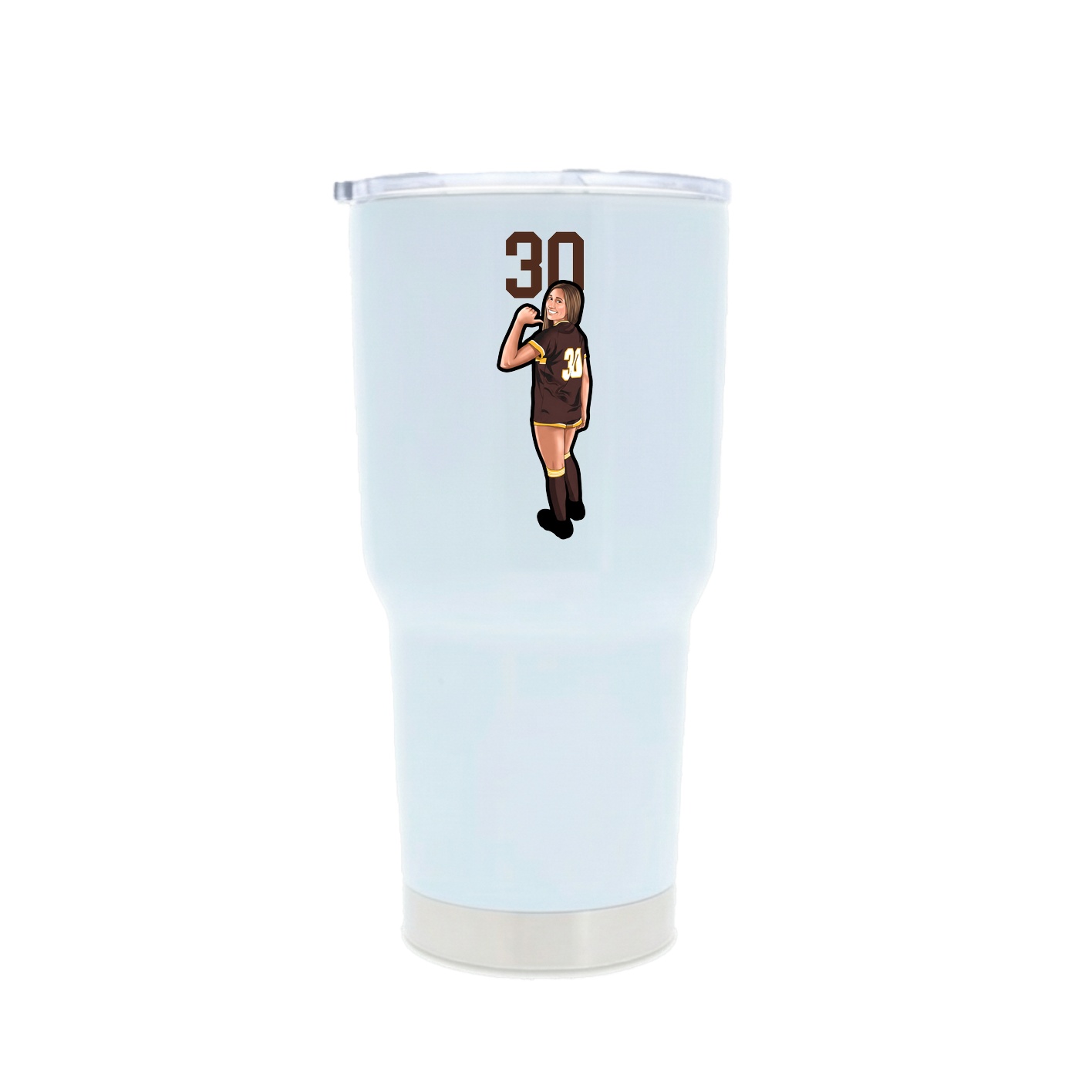 30oz Stainless Steel Tumbler — Number Top in White