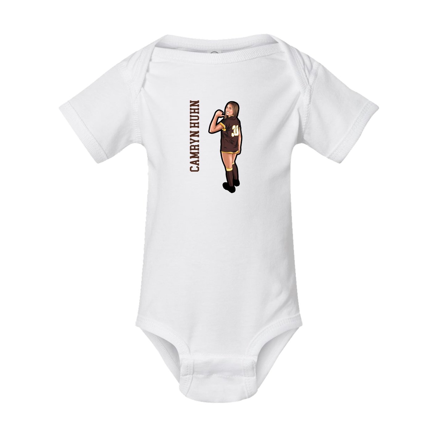 Baby Onesie — Name Vertical in White