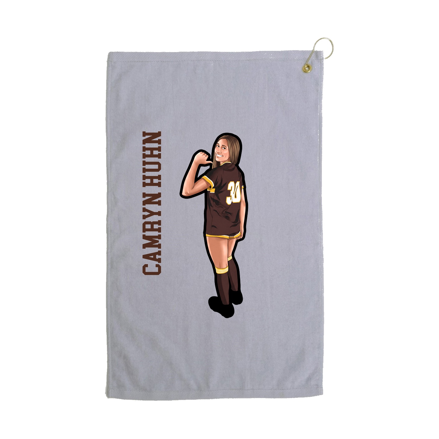 Golf Towel — Name Vertical in Grey