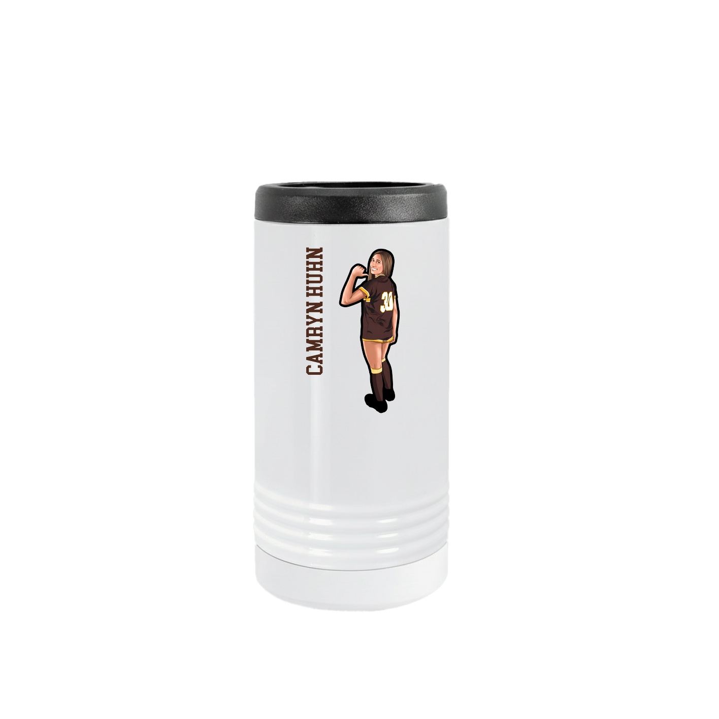 Slim Beverage Holder — Name Vertical in White