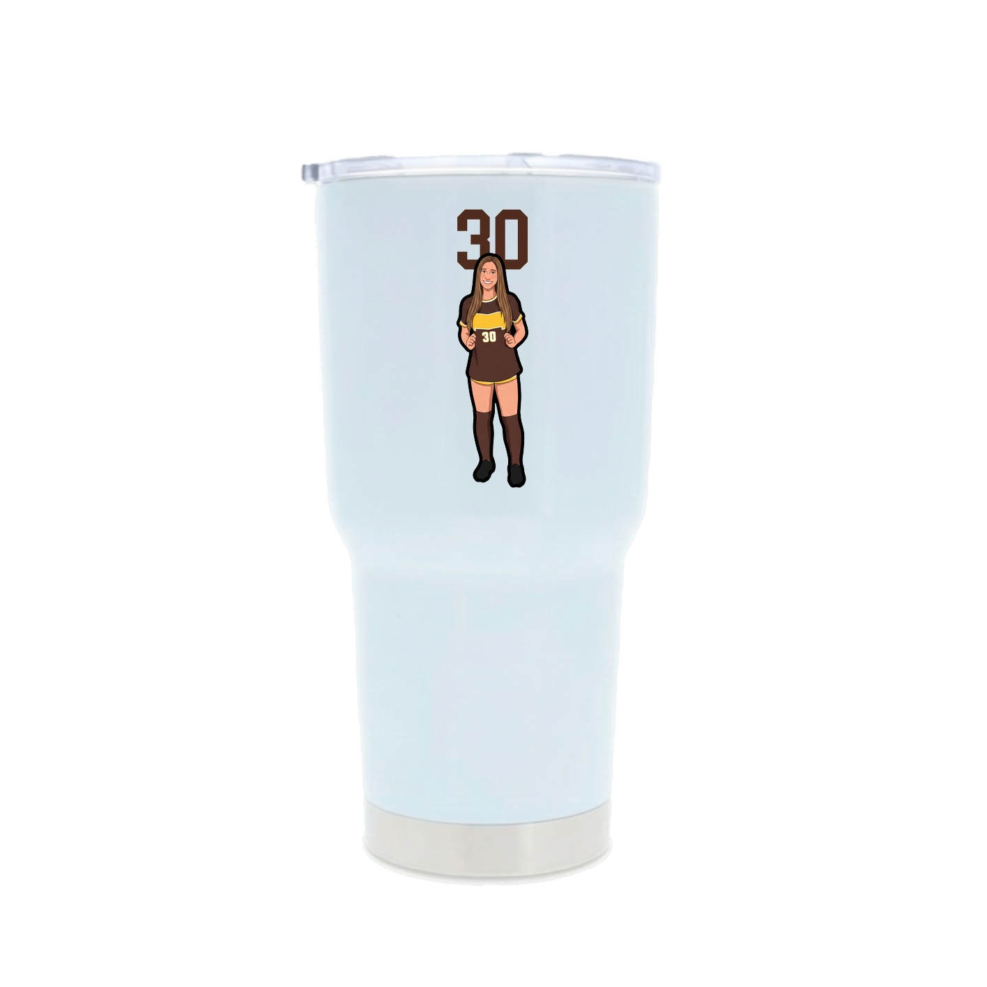 30oz Stainless Steel Tumbler — Number Top in White
