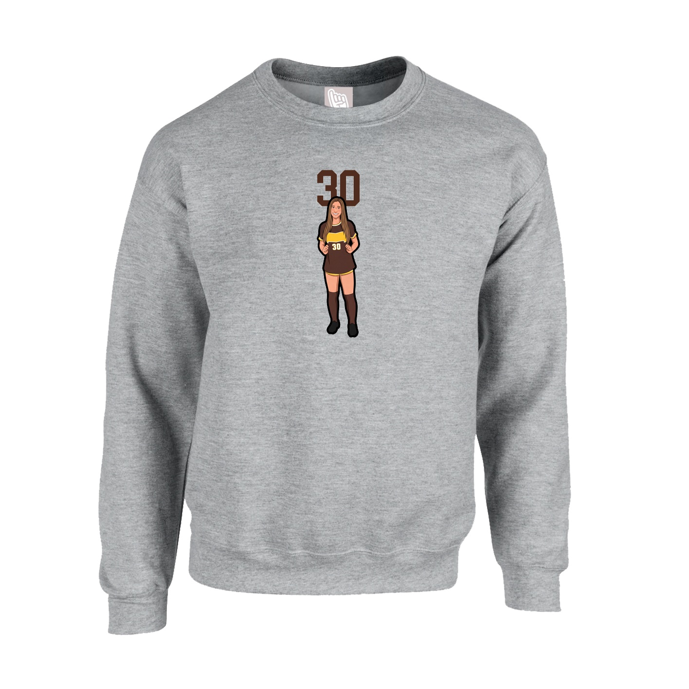 Fleece Crew — Number Top in Grey