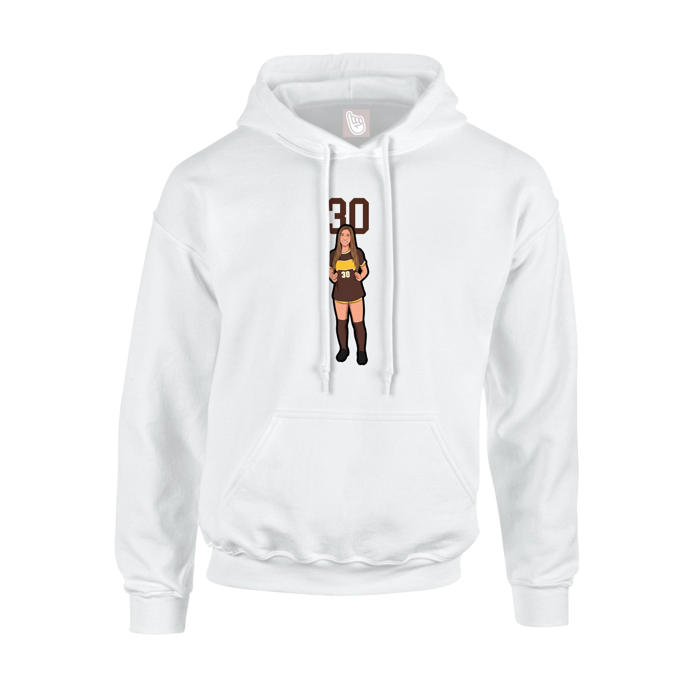 Youth Hoodie — Number Top in White