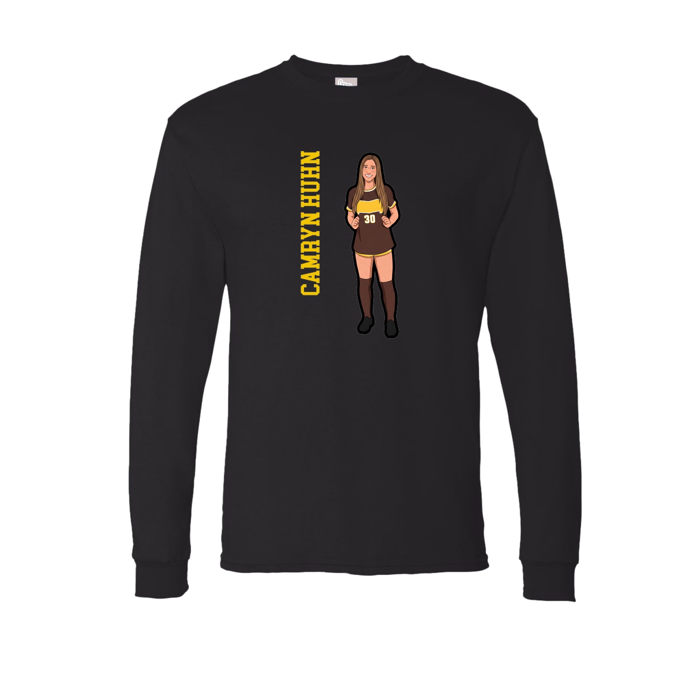 Long Sleeve Tee — Name Vertical in Black