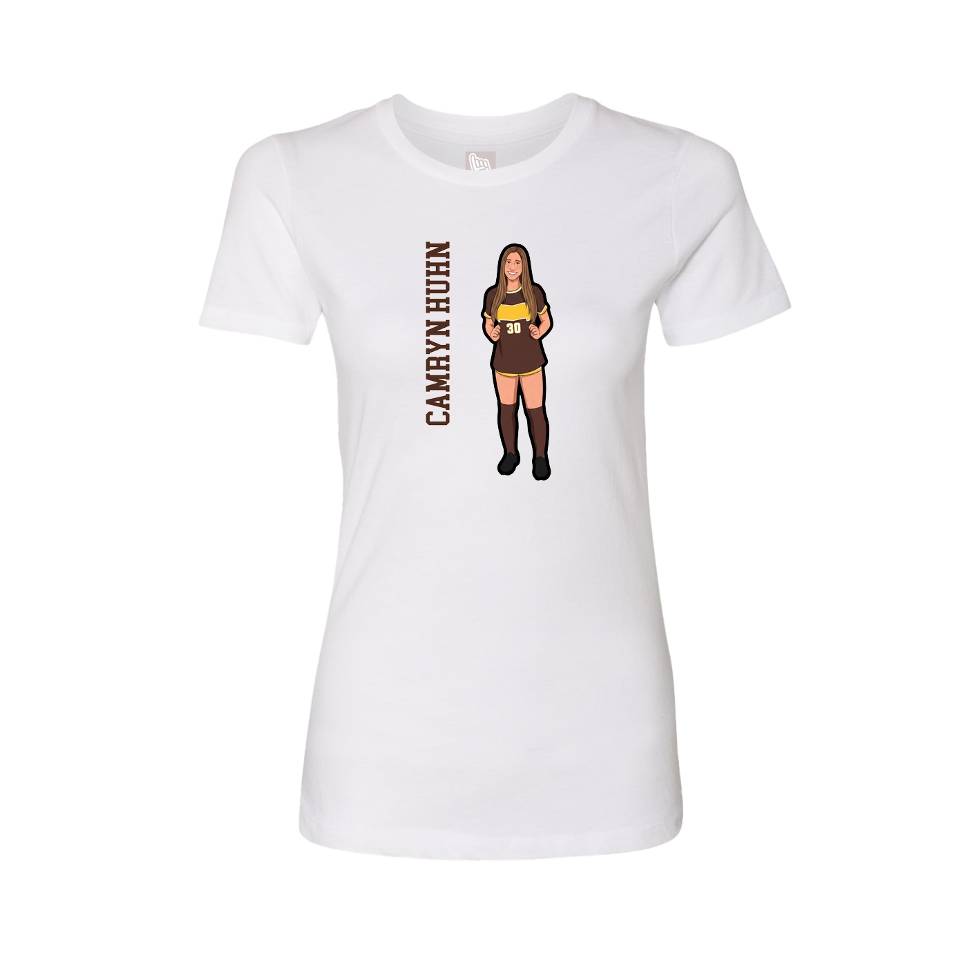 Womens Tee — Name Vertical in White