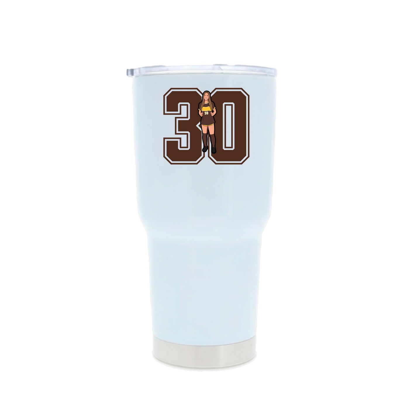 30oz Stainless Steel Tumbler — Number in White